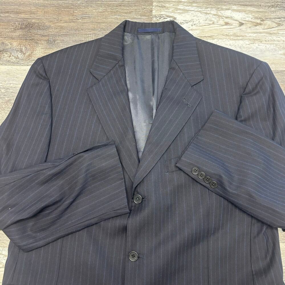 Daniel Cremieux Striped Blue Black Mens 42R Loro Piana Suit Sport Coat‎ Blazer
